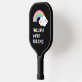 Volg je droombeeld en regenboogwolk pickleball paddle (Links)