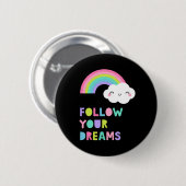 Volg je droombeeld en regenboogwolk ronde button 5,7 cm (Voorkant /achterkant)