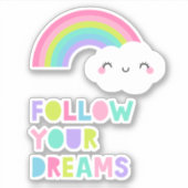 Volg je droombeeld en regenboogwolk sticker (Voorkant)
