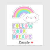 Volg je droombeeld en regenboogwolk sticker (Vel)