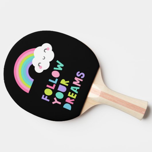 Volg je droombeeld en regenboogwolk tafeltennisbatje (Zijkant)