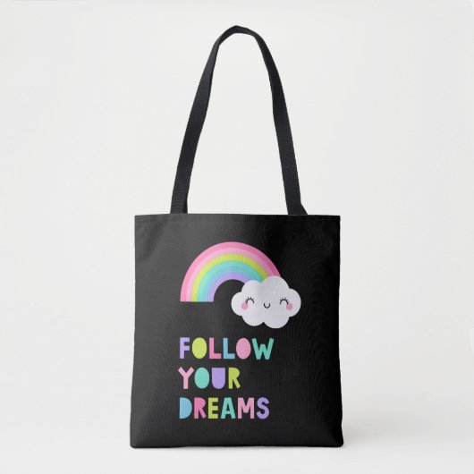 Volg je droombeeld en regenboogwolk tote bag (Voorkant)