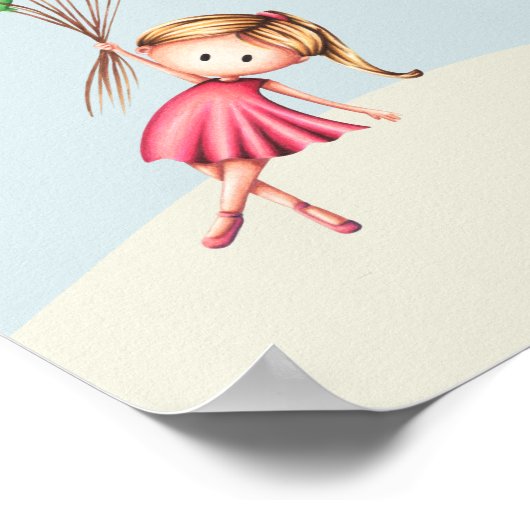 Volg je droommeisje met ballonnen die je gebruikt poster (Hoek)