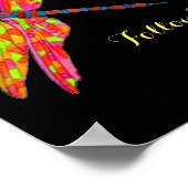 Volg je droomslogan Dragonfly neon room kunst Poster (Hoek)