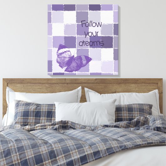 Volg je droomvlinder canvas afdruk (Insitu (Slaapkamer))