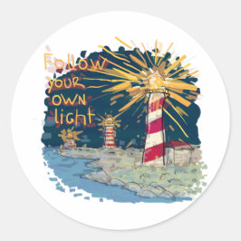 Volg je eigen licht ronde sticker