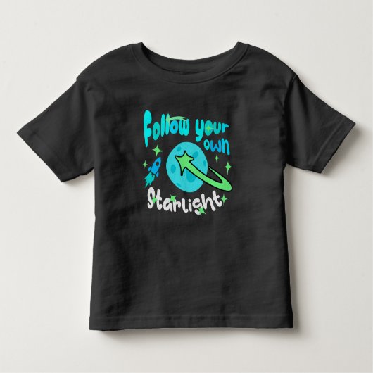 Volg je eigen sterrenlicht kinder shirts (Voorkant)