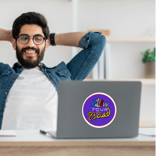 Volg je gelukzaligheid - Levendige Motivatie kunst Ronde Sticker