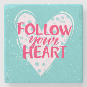 Volg je hart 2 stenen onderzetter