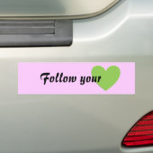Volg je hart bumper sticker (Op auto)