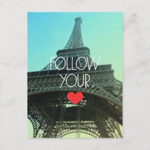 Volg je hart Eiffeltoren Briefkaart