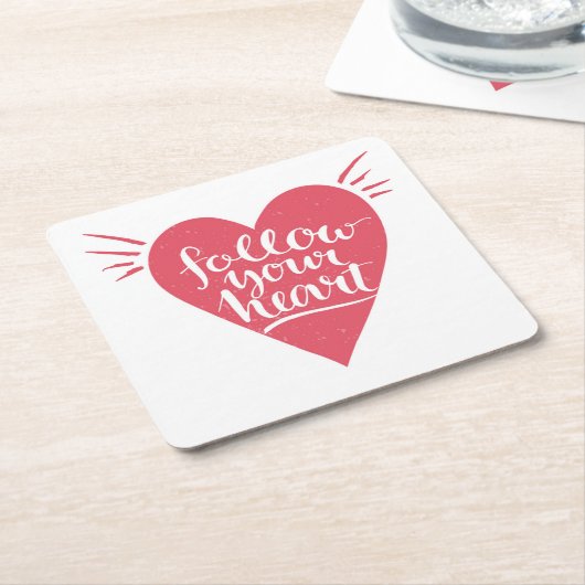 Volg je hart kartonnen onderzetters (Schuin)