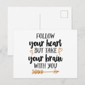 Volg je hart maar neem je brein mee briefkaart (Voorkant / Achterkant)