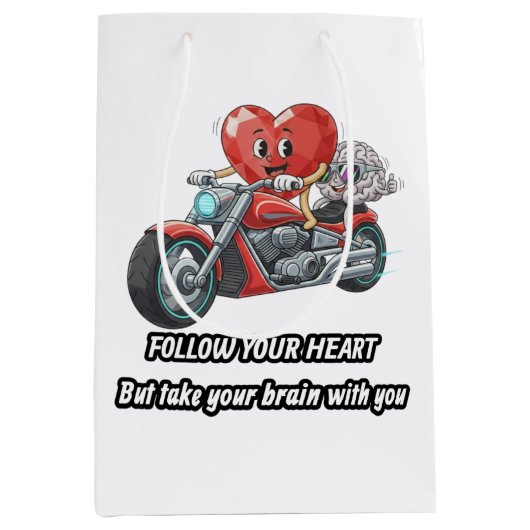 Volg je hart neem je brein medium cadeauzakje (Voorkant)