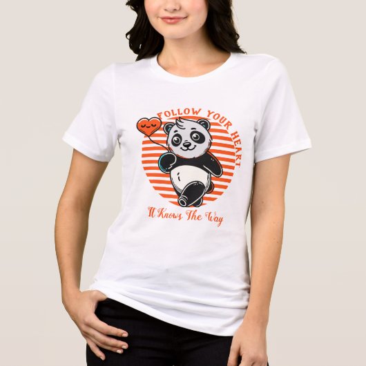 Volg je hart panda Motivatie afbeelding Tri-Blend Shirt (Voorkant)