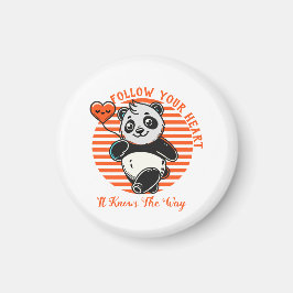 Volg Je Hart Panda Schattig Inspirerend Magneet