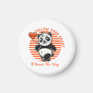 Volg Je Hart Panda Schattig Inspirerend Magneet