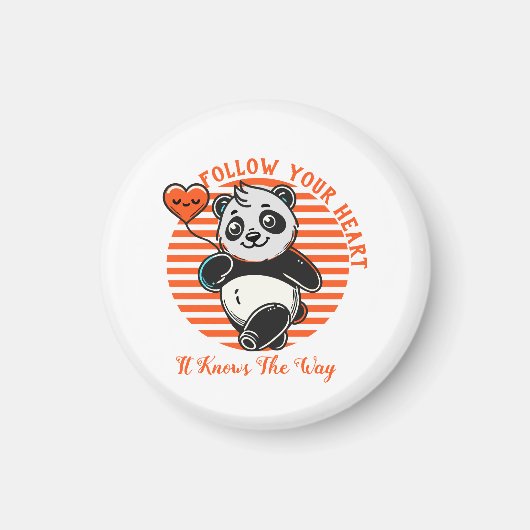 Volg Je Hart Panda Schattig Inspirerend Magneet (Voorkant)