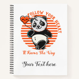 Volg je Hart Panda Schattig Inspirerend Notitieboek
