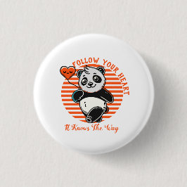 Volg je hart Panda Schattig Inspirerend Ronde Button 3,2 Cm