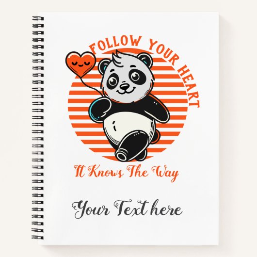 Volg je hart panda Schattige Inspirerend Notitieboek (Voorkant)