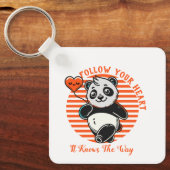Volg je hart panda Schattige Inspirerend Sleutelhanger (Voorkant)