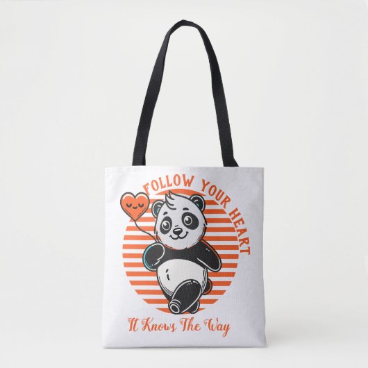 Volg je hart panda Schattige Inspirerend Tote Bag (Voorkant)