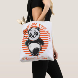 Volg je hart panda Schattige Inspirerend Tote Bag