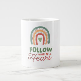 Volg je hart Retro Regenboog Inspirerend Desi Grote Koffiekop