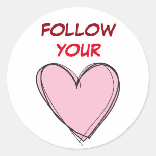 VOLG JE HART RONDE STICKER