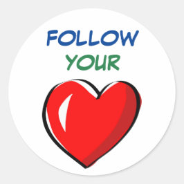 VOLG JE HART RONDE STICKER