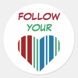 VOLG JE HART RONDE STICKER