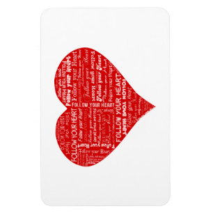 Volg je hart - Rood en wit liefdeshart Magneet