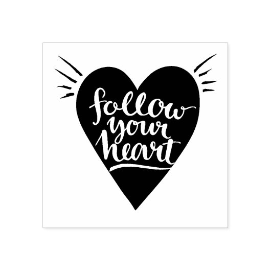 Volg je hart rubberstempel (Afrduk)