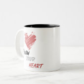 Volg je hart tweekleurige koffiemok (Voorkant links)