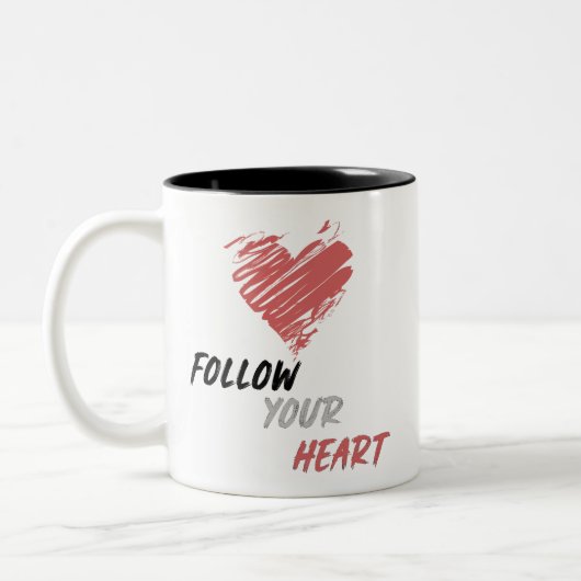 Volg je hart tweekleurige koffiemok (Links)