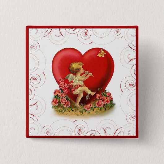 Volg je hart vierkante button 5,1 cm (Voorkant)