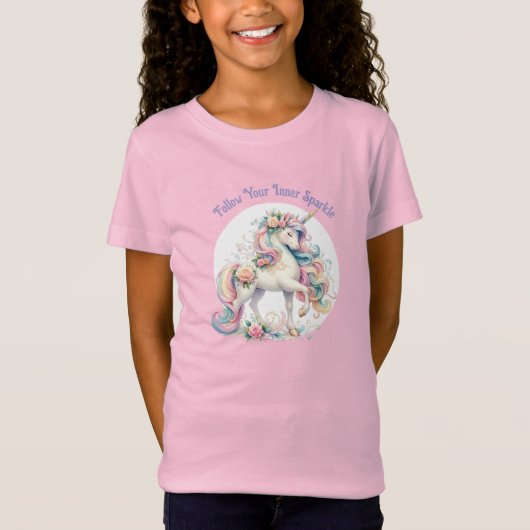 Volg je Inner Sparkle Rainbow Unicorn pastel T-shirt (Voorkant)