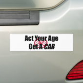 Volg je leeftijd en breng een auto in bumpersticker (Op auto)