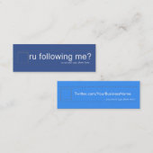 Volg je me? Twtr/FBblu Dble sided skinny Mini Visitekaartje (Voorkant / Achterkant)