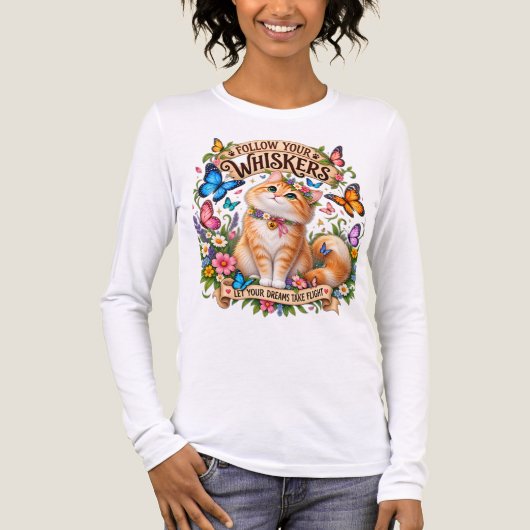 Volg Je Snorharen Kat T-Shirt | (Voorkant volledig)