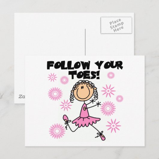 Volg je tenen Ballerina Tshirts en cadeaus Briefkaart (Voorkant / Achterkant)