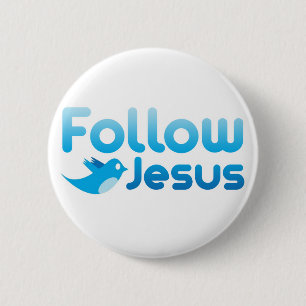 Volg Jesus Christ Twitter Humor Ronde Button 5,7 Cm