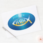 Volg Jesus - Christelijk vissymbool Sky & Ground Ovale Sticker (Envelop)