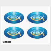 Volg Jesus - Christelijk vissymbool Sky & Ground Ovale Sticker (Vel)