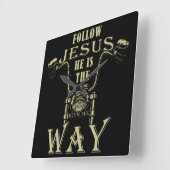Volg Jezus Hij is de weg die de Christelijke Motor Vierkante Klok (Hoek)