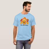 Volg Jezus Hippy oranje florale regenboog T-shirt (Voorkant volledig)