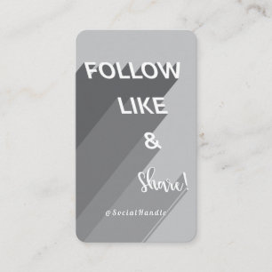 Volg, Like & Deel Grijze Social Media Foto Visitekaartje