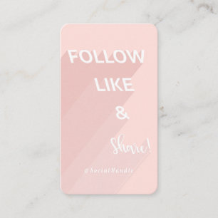 Volg, like en deel roze social media foto's visitekaartje