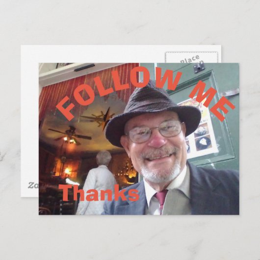 Volg me Cafe Briefkaart (Voorkant / Achterkant)